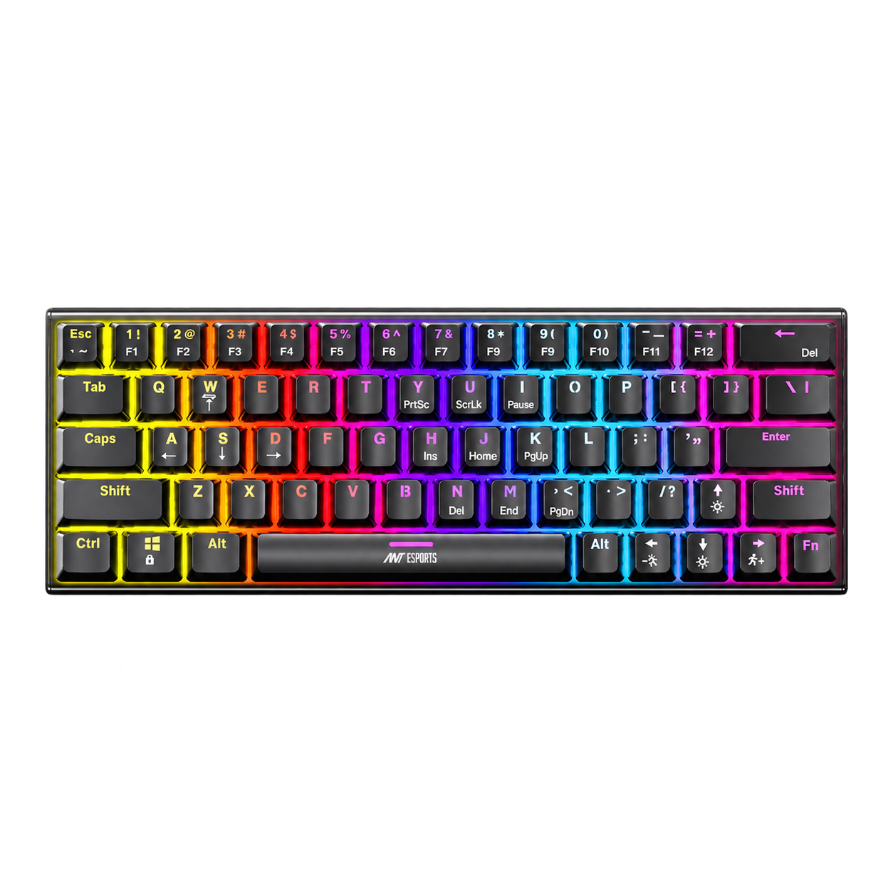 Ant Esports MK1200 Mini 60% Wired Mechanical Gaming Keyboard – Red Switch, Rainbow (Open Box / Tested) - Best Price in India