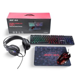 Acer 4 in 1 Wired Gaming Combo, 7 Color LED Backlit Keyboard, RGB Mouse (Open Box / Tested) - Best Price in India